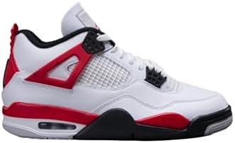 Amazon.com | JORDAN 4 Retro Mens Shoes Size - 8.5 White/Fire Red